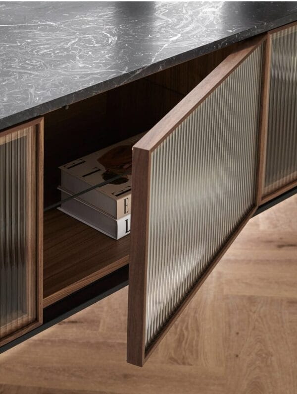 Rio 300 Super Matt Walnut, Top Matt Marquina Marble, 180cm